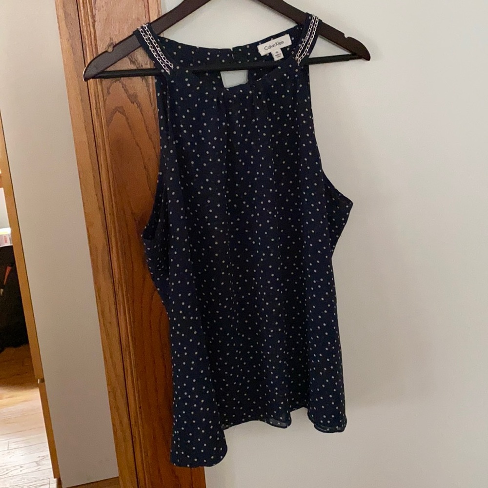 Calvin Klein navy and white sleeveless top